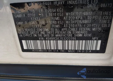 2014 Subaru Outback 2.5I Premium from USA, damaged, VIN 4S4BRCDC7E3222766